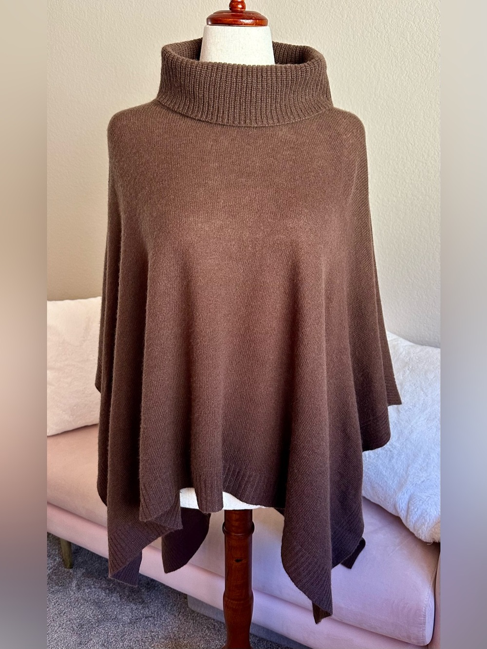 J.Crew Wool Cashmere Turtleneck Poncho Brown Women’s O/S One Size Quiet Luxury